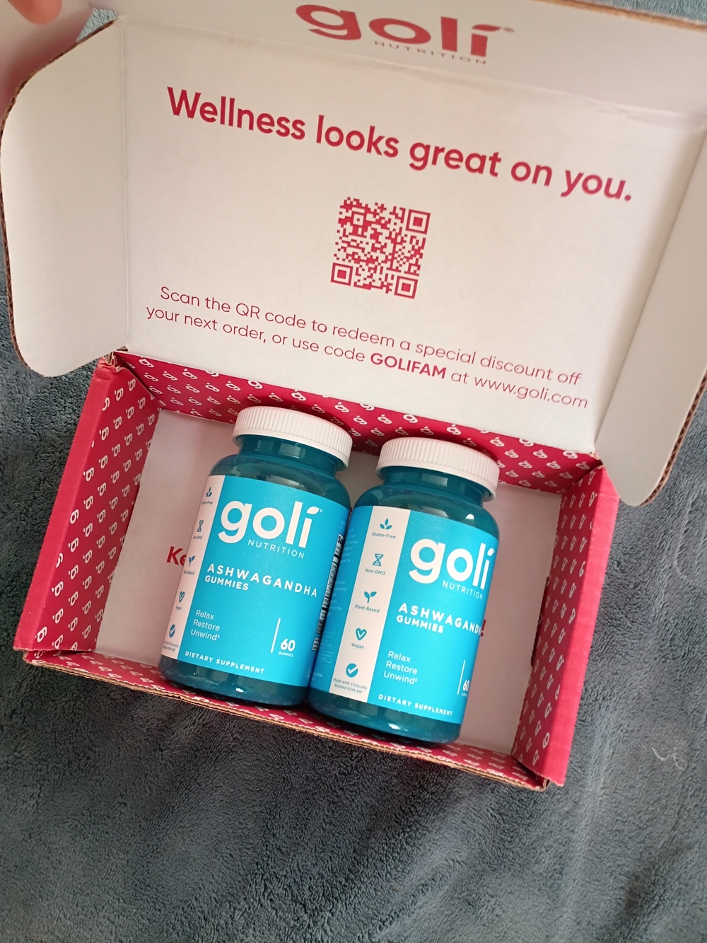 Goli Nutrition Ashwagandha Stress Gummies - Teal Blue Bottles (2 Pack)